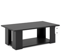 Table basse vintage en cuir, finition rustique en bois brun foncé, rectangulaire, à deux niveaux, avec étagère inférieure, pour meubles de salon