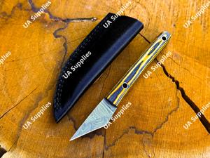 มีดคิริดาชิเหล็กดามัสกัสคุณภาพสูง ใบมีดขนาด 2 นิ้ว ด้ามไม้ ความยาวรวม 15.24 ซม. คมกริบ ใบมีดแบบตายตัว - Product Image 4