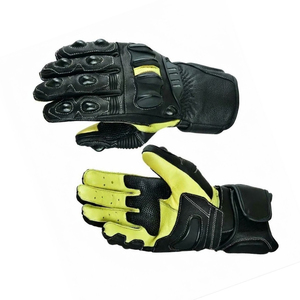 Gants de moto en cuir enduit de polyuréthane, respirants, à doigts entiers, avec sangle de poignet réglable, pour la course - Product Image 5