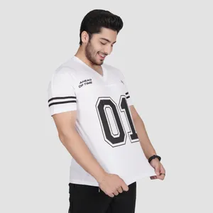 Camiseta de Fútbol Blanca con Cuello en V para Hombre, Manga Larga, Número 01, Impresión Digital, Transpirable, 100% Poliéster, Antibacteriana, Secado Rápido, Anti-UV - Product Image 4