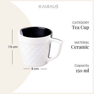 Ensemble de 4 tasses à thé en céramique texturée noire et blanche - Product Image 5