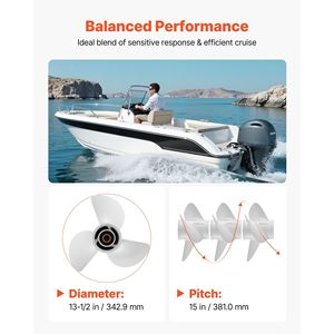 Elica Marina in Alluminio a 15 Denti per Motori Fuoribordo Yamaha 60-130 HP, Compatibile con Elica OEM da 4-1/4 Pollici - Product Image 5