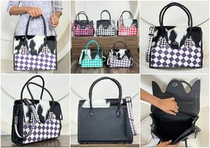 Élégant Sac Fourre-tout Femme 2026 Nouveau en Cuir de Vachette à Carreaux Grande Capacité, Sac à Bandoulière Loisir en Cuir Façonné à la Main - Product Image 3