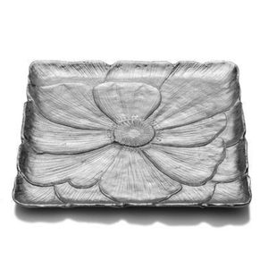 Plateau à fleurs en aluminium, décoré d'embossages argentés, plateau de service en aluminium floral, plateau décoratif en métal pour mariage, fête et vaisselle d'hôtel - Product Image 1