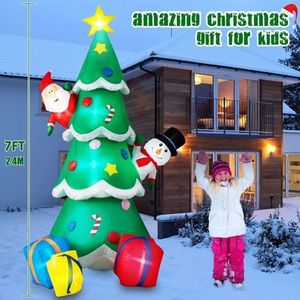 8FT <b>LED</b> <b>Lights</b> Inflatable Santa Claus and Snowman Outdoor Holiday Yard Decorations for Christmas <b>Tree</b> - Product Image 4