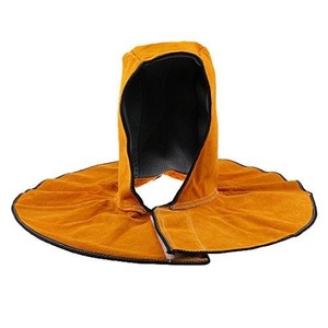Casque de soudage en cuir de vachette imperméable et ignifuge, orange, coutures soudées, coupe régulière, résistant à la chaleur 500°C-1000°C, certifié CE - Product Image 1