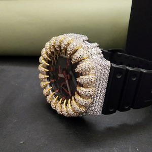 New Fashion Dial Luxury Stainless Steel <b>Case</b> Moissanite Diamond <b>Watch</b> Rubber Band With Half Throne <b>Watch</b> - Product Image 3