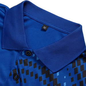 Men's Blue Geometric Print Short Sleeve Polo Shirt Quick Dry Knitted Sporty Casual <b>Top</b> - Product Image 6