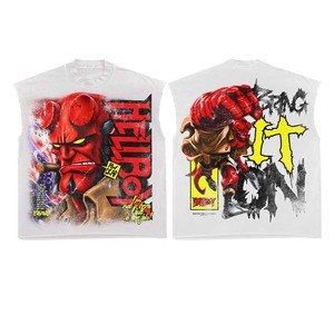 Camiseta sin mangas para hombre, estilo urbano, de algodón, cuello redondo, corte regular, diseño estampado, ajuste relajado. - Product Image 1