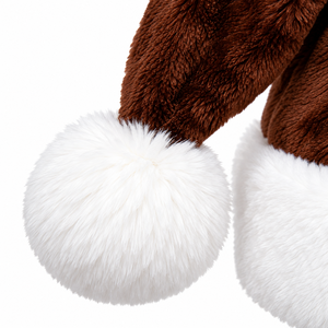 Chapeau de Père Noël en peluche marron et blanc pour homme iota-phi-theta avec logo en lettres grecques brodé or, fausse fourrure douce, Noël, vacances d'hiver - Product Image 5
