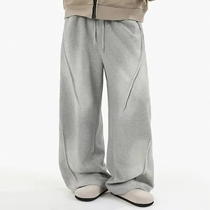 Pantalon de survêtement ample délavé à l'acide pour hommes, avec logo personnalisé, coupe large et poches, style décontracté à jambe droite - Product Image 4