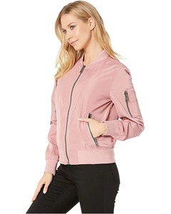 Chaqueta Bomber Rosa para Mujer, Manga Larga, Cierre de Cremallera, Impermeable, Resistente al Viento, Color Sólido, Tejido de Poliéster, para Otoño - Product Image 6