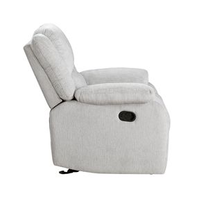 Poltrona Reclinabile Moderna in Ciniglia Grigia con Struttura in Legno Massello, Movimento Scorrevole Delicato, 1 Pezzo, Arredamento per Soggiorno - Product Image 5