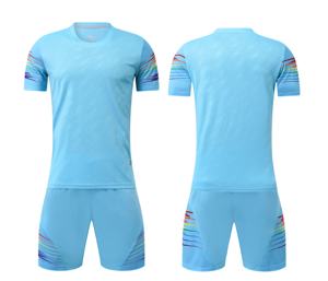 Maillots de football bleu ciel respirants à prix d'usine, vente en gros, uniformes d'entraînement pour adultes, kit d'équipe à séchage rapide, manches courtes - Product Image 3