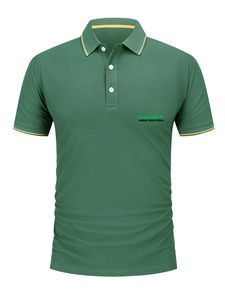 Camisa Polo Verde Piqué para Hombre de Abbas Industries, Manga Corta, Logotipo Bordado, Informal, Transpirable, de Algodón, con Cuello Camisero - Product Image 1