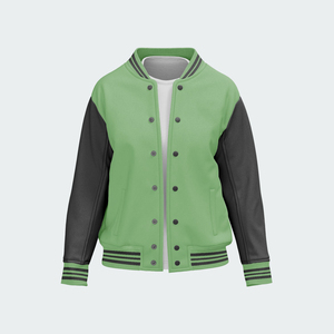 Veste universitaire pour homme, couleur verte et noire, boutonnée, décontractée, pour l'automne, en laine tricotée, polyester, coton, col rabattu - Product Image 1
