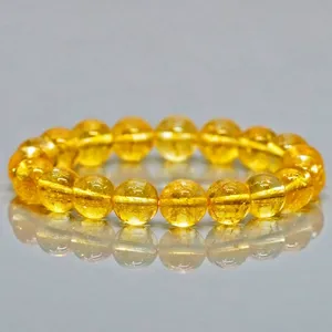 Natural Dyed Citrine 8mm Smooth Round AA Grade Gemstone Beads <b>Stretch</b> <b>Bracelet</b> Fashion Jewelry Wholesale - Product Image 5