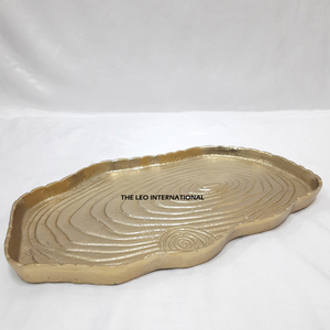 Forma irregular Hecho a mano Chapado en oro Diseño de lujo Metal de aluminio Creativo debajo de Platos y platos esmaltados Bandeja - Product Image 1