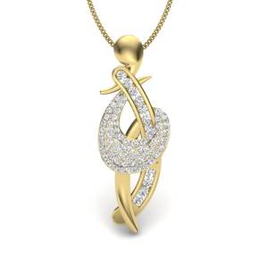 Pendentif de luxe en or jaune et moissanite, forme goutte d'eau, micro-pavé, taille ronde, sertissage en canal, bijou de charme pour femme, usage quotidien - Product Image 1
