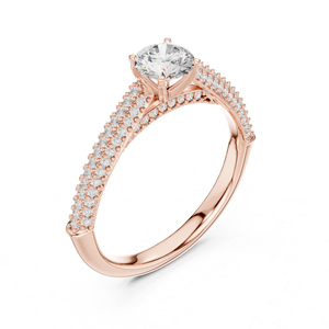 แหวนเพชรทรงกลมทองคำ 14K โรสโกลด์สำหรับผู้หญิง |   ของขวัญวันครบรอบ |   เพชรที่เพิ่งเพาะเลี้ยง - Product Image 4