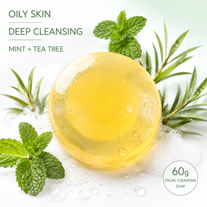 Jabón Facial Enzimático de Menta y Árbol de Té para Piel Grasa, Limpieza Profunda de Poros, 60g, Taiwán - Product Image 1