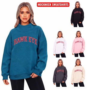 Oversized Mock <b>Neck</b> Ladies Drop Shoulder <b>Turtle</b> <b>Neck</b> Hoodie Custom <b>Womens</b> French Terry 100% Cotton Pullover Mockneck Sweatshirt - Product Image 1
