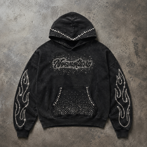 Sudadera con capucha extragrande de algodón 100% con cremallera y pedrería, estilo urbano, bordada, impermeable, fabricante OEM ODM - Product Image 1
