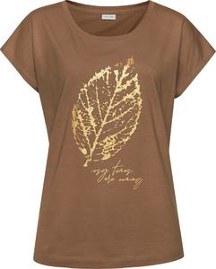 100% algodón de punto Casual Anti-Pilling Logo camiseta mujer hoja impresa cuello y lentejuelas bordado Decoración - Product Image 3