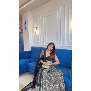 ชุดราตรีออกแบบ sequin & zari ทำงาน lehenga choli สำหรับงานปาร์ตี้ - Product Image 4