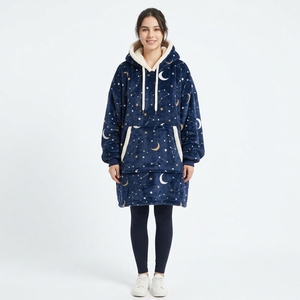 Celestial Pattern Plush <b>Wearable</b> <b>Blanket</b> Hooded Soft Cozy Full Length One Click Enterprises - Product Image 5