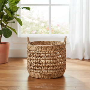 Vietnam Handmade Water Hyacinth <b>Basket</b> <b>With</b> Natural Woven <b>Lid</b> for Storage of Laundry Clothes Toys and Home Decoration - Product Image 6