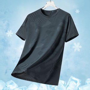 T-shirt de sport pour homme grande taille OEM, à séchage rapide, tricoté, respirant, à manches courtes, col rond, imprimé, décontracté, avec logo frontal, en polyester - Product Image 4