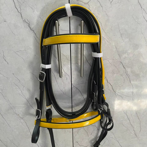 Juego de Brida para Caballo de PVC Amarillo, con Cabezalera y Correa de Nariz Acolchadas, Herrajes de Acero Inoxidable, Ajustable y Duradero, Equipo Ecuestre - Product Image 1