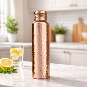Pure Copper Eco-Friendly Water Bottle for <b>Men</b> Women with Lid Screw-On Cap Reusable Home Office School Gym Gift Box - Product Image 2