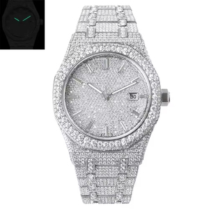 Luxury Men's Stainless Steel <b>Watch</b> <b>Diamond</b> Dial Analog Quartz Movement Date Display 40mm Case 20mm Band Folding Clasp - Product Image 2
