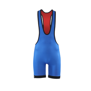 Débardeur sportif pour homme en nylon et élasthanne, couleur bleue unie, séchage rapide, avec short, col en V, design tricoté - Product Image 1