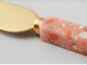 <b>Cheese</b> <b>Knife</b> <b>Set</b> With Pink Marble Resin Handle Gold Metal Blades Durable Dishwasher Safe For Kitchen Use And Hotel Use - Product Image 2