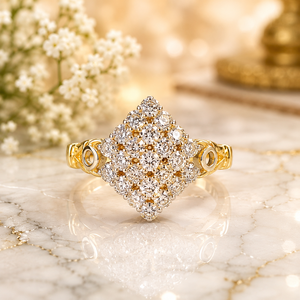 Designer 14K <b>Gold</b> Women <b>Ring</b> with Brilliant CZ Square Cluster Premium Bridal Fashion Jewelry Supplier - Product Image 2