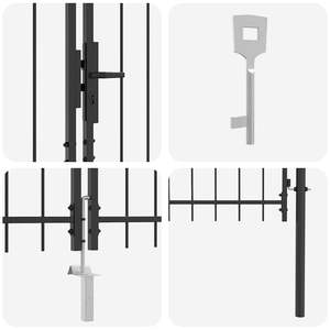 Puerta Doble de Acero con Cerradura Gris 400 x 199.5 cm para Cercas, Enrejados y Portones - Product Image 6