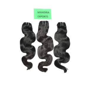 Extensions de cheveux naturels indiens bruts, couleur naturelle, ondulés, double trame Remy, double épaisseur, cuticules alignées, fabriquées à la machine, 100g - Product Image 2