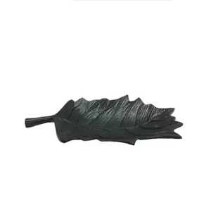 Skies Traders Porte-bijoux et porte-clés décoratif de table en acier inoxydable noir en forme de feuille, compatible lave-vaisselle et écologique - Product Image 1