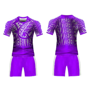 Ensemble d'uniformes de rugby personnalisés pour adultes, respirant, 100 % polyester, maillot de rugby à manches courtes et short, service OEM, vêtements d'équipe - Product Image 3
