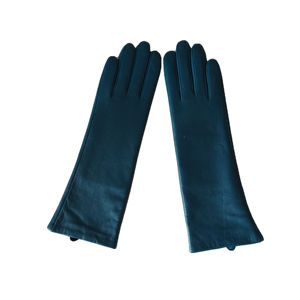 Opera Length Leather <b>Gloves</b> Burgundy and Teal Unlined Thermal Winter Casual Plain Style - Product Image 4