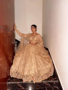 Lehenga Choli élégant de qualité supérieure en tulle souple, style indien pakistanais, avec travail de paillettes brodées, en toile Cancan Patta, longueur ras du sol, idéal pour l'été - Product Image 6