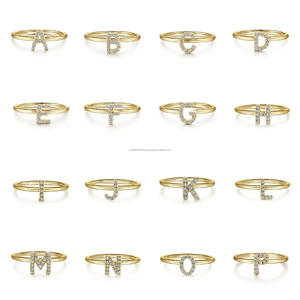 925 palabra alfabética de plata A a Z anillo Pave Set Moissanite minimalista anillo de boda uso diario clásico regalo de dama de honor inicial - Product Image 2