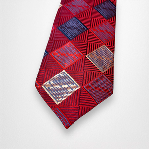 Corbata geométrica roja para hombre, corbata de diseño roja, corbata geométrica con patrón de diamantes, corbata de lujo, corbata premium, corbata formal, corbata de boda - Product Image 2