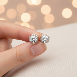 Pendientes de Plata de Ley 925 con Moissanita de 1.00 Quilates, Corte Hexagonal, Modernos, para Mujer, Regalo para Fiesta, Compromiso y Boda - Product Image 3