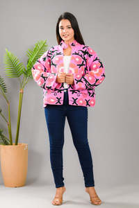Chaqueta Bordada con Flores Rosas para Mujer, Mangas Largas, Hecha a Mano, Informal, a la Moda, Cómoda para Uso Diario - Product Image 1