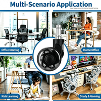 5 roulettes pivotantes de 2 pouces pour chaise de bureau, roues en PU, design silencieux, durables, capacité de charge de 50 kg, roulettes modernes multi-usages pour hôpital