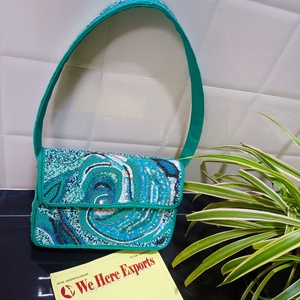 Sacs de rangement pour vêtements faits à la main, brodés de perles violettes, motif tortue de mer, écologiques, durables, 100% coton, pour bijoux - Product Image 2